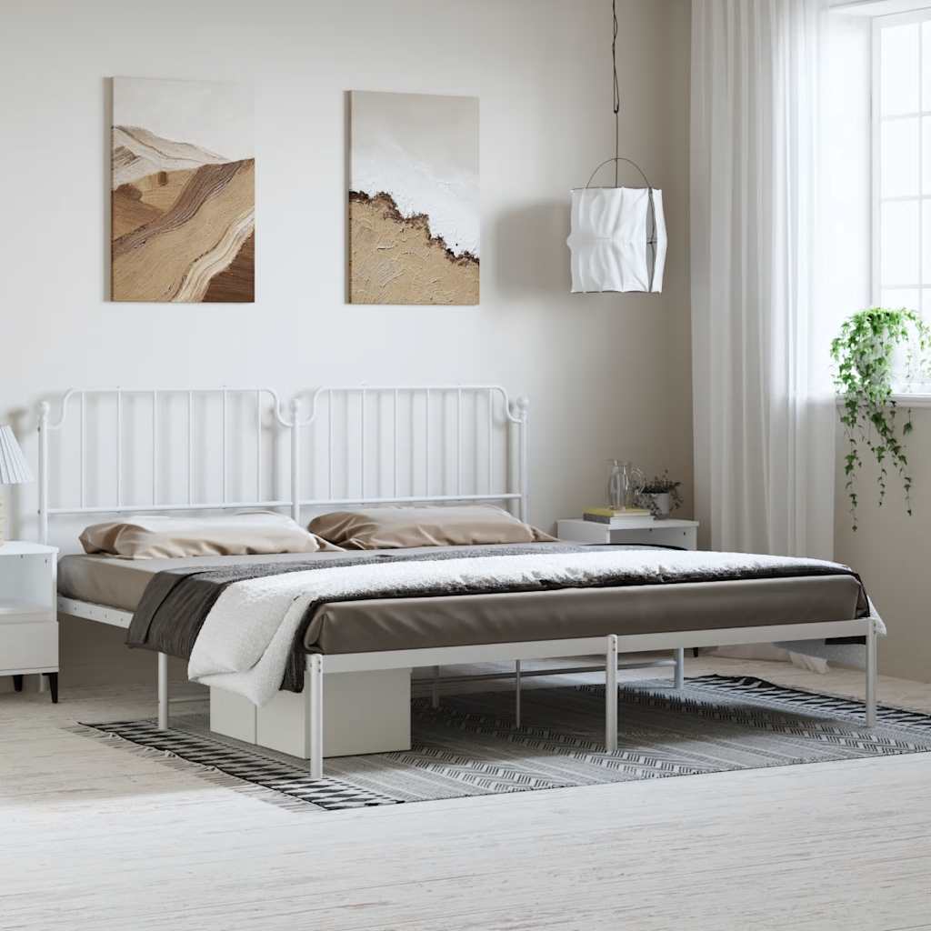 Giroletto con Testiera Metallo Bianco 183x213 cm