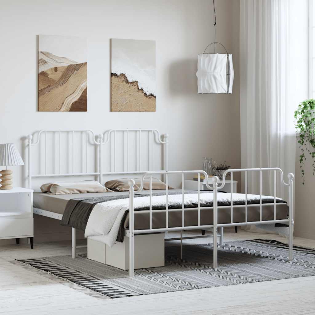 Giroletto con Testiera e Pediera Metallo Bianco 150x200 cm