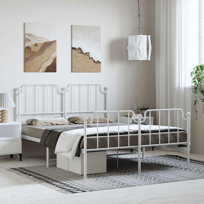 Giroletto con Testiera e Pediera Metallo Bianco 150x200 cm