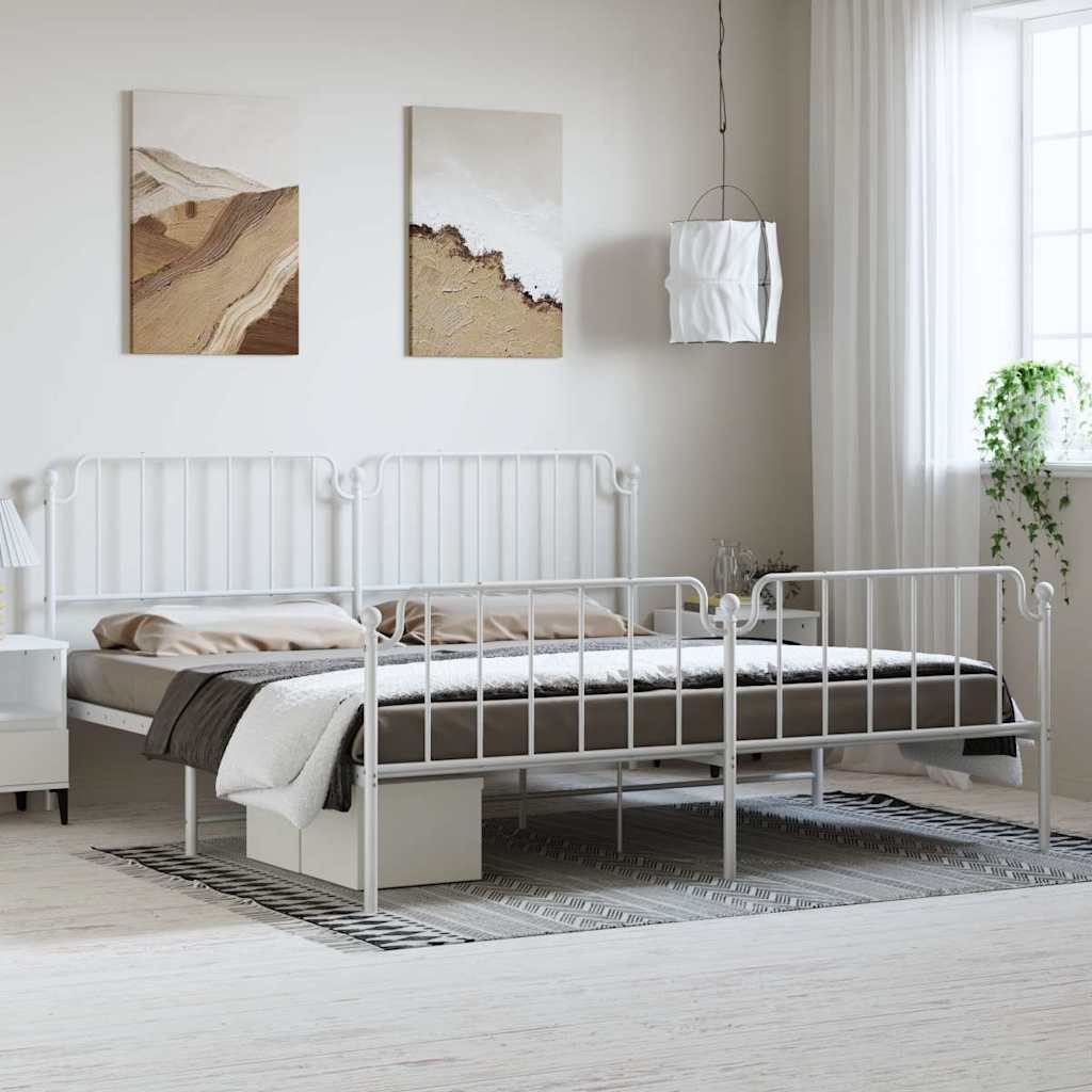 Giroletto con Testiera e Pediera Metallo Bianco 183x213 cm