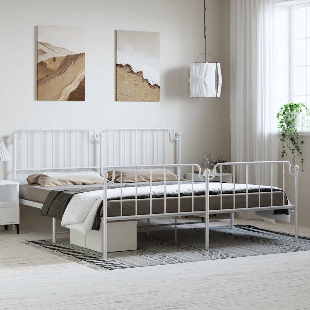 Giroletto con Testiera e Pediera Metallo Bianco 193x203 cm