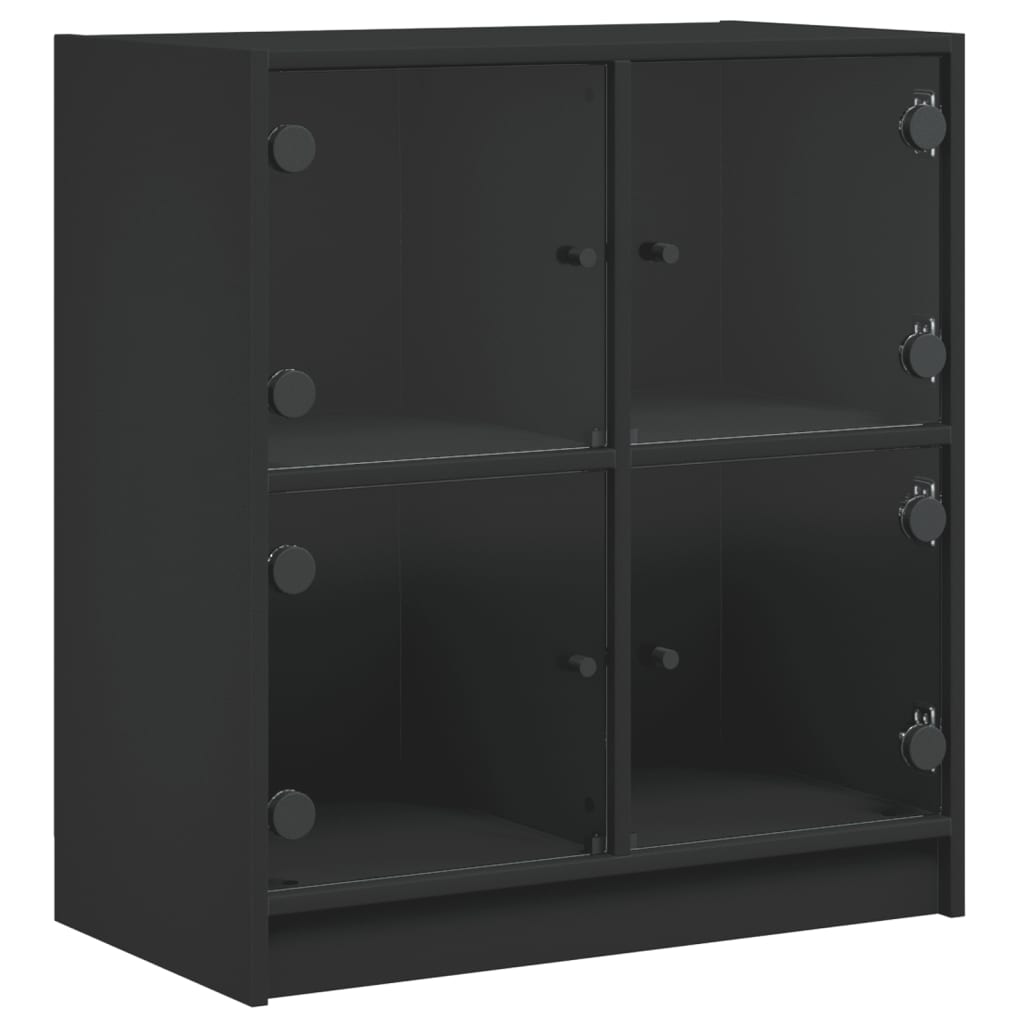Mobile con Ante in Vetro Nero 68x37x75,5 cm