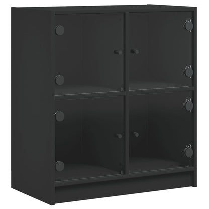 Mobile con Ante in Vetro Nero 68x37x75,5 cm