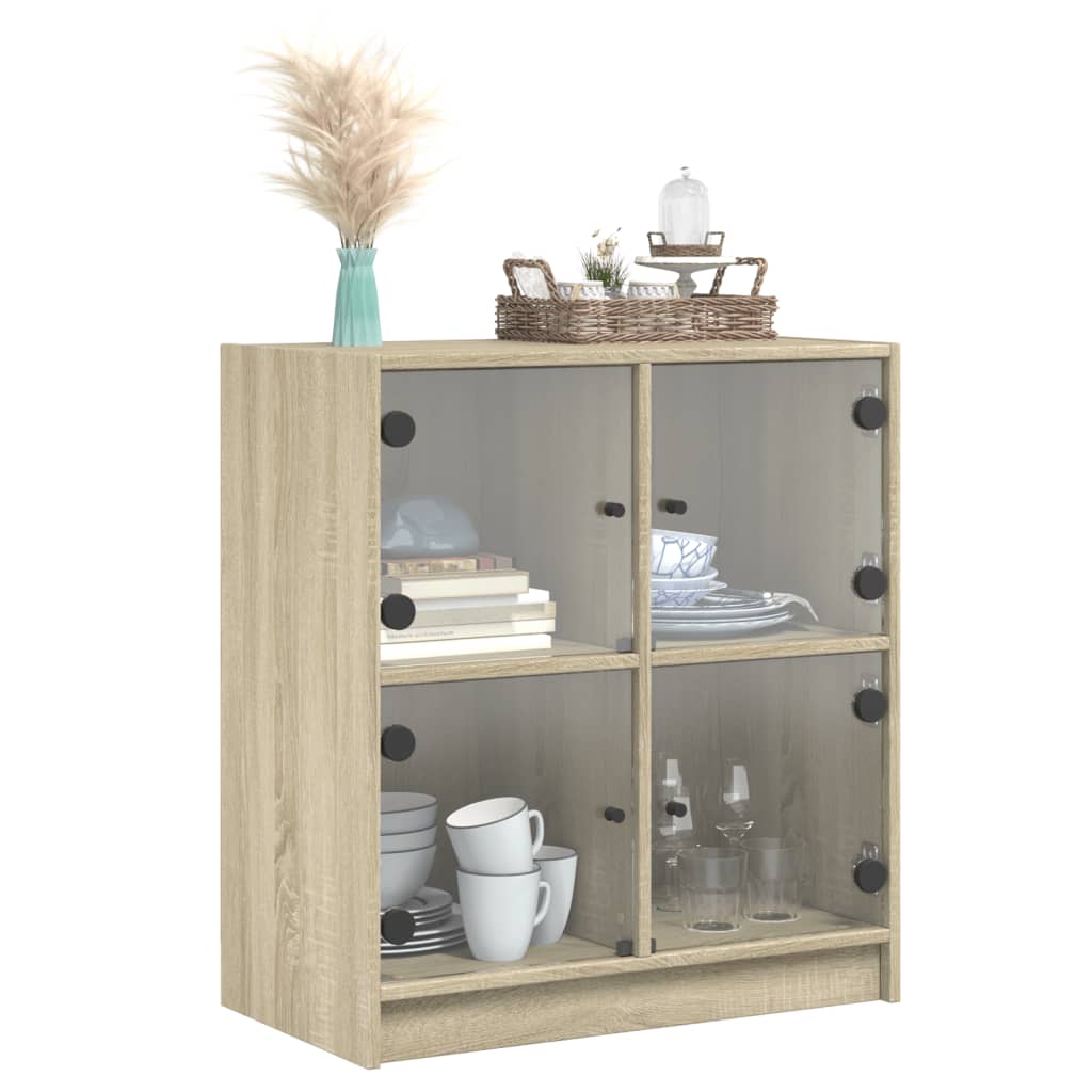 Mobile con Ante in Vetro Rovere Sonoma 68x37x75,5 cm