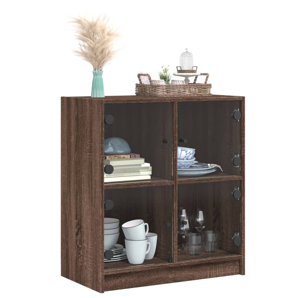 Mobile con Ante in Vetro Rovere Marrone 68x37x75,5 cm
