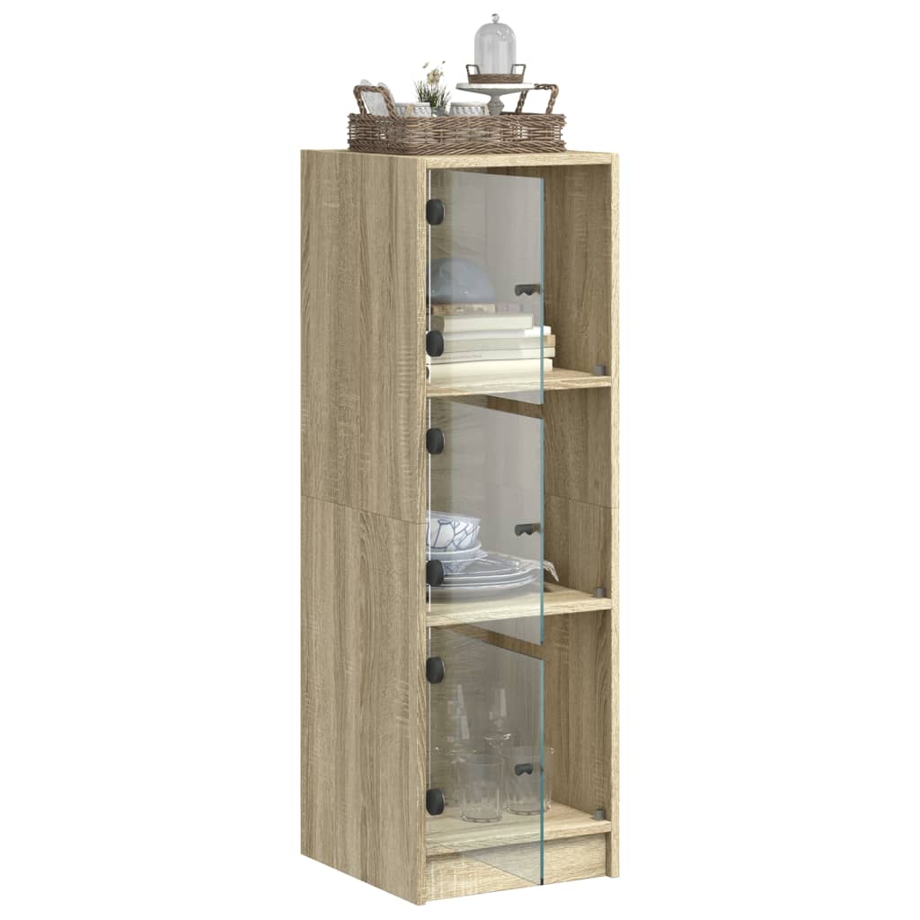 Credenza con Ante in Vetro Rovere Sonoma 35x37x109 cm
