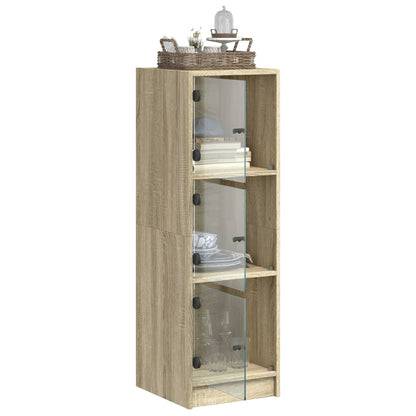 Credenza con Ante in Vetro Rovere Sonoma 35x37x109 cm