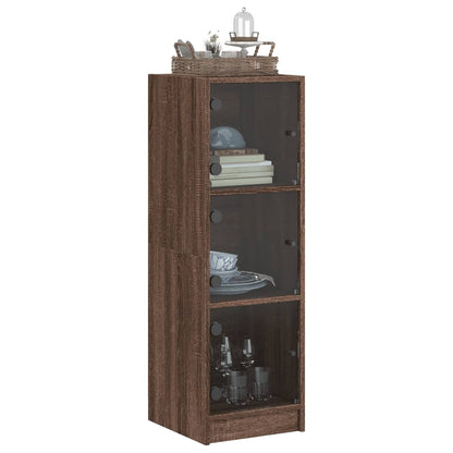 Credenza con Ante in Vetro Rovere Marrone 35x37x109 cm
