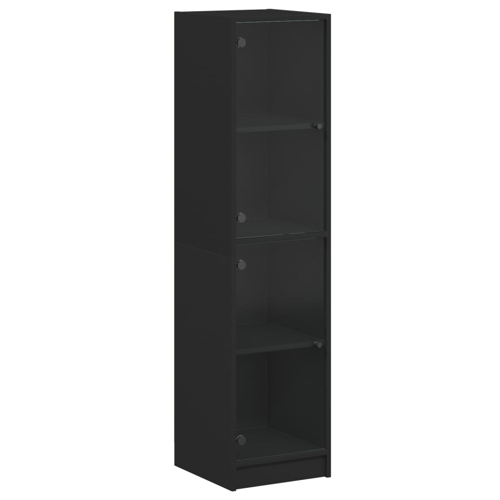 Credenza con Ante in Vetro Nera 35x37x142 cm