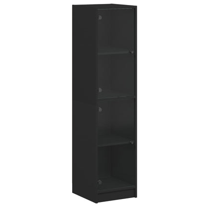 Credenza con Ante in Vetro Nera 35x37x142 cm