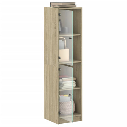 Credenza con Ante in Vetro Rovere Sonoma 35x37x142 cm