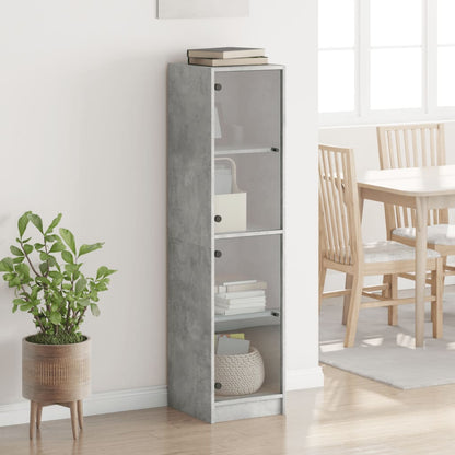 Credenza con Ante in Vetro Grigio Cemento 35x37x142 cm