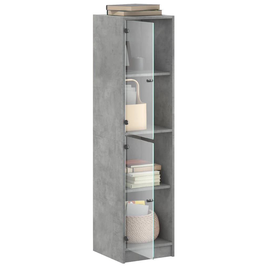 Credenza con Ante in Vetro Grigio Cemento 35x37x142 cm