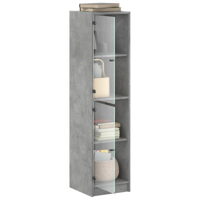 Credenza con Ante in Vetro Grigio Cemento 35x37x142 cm