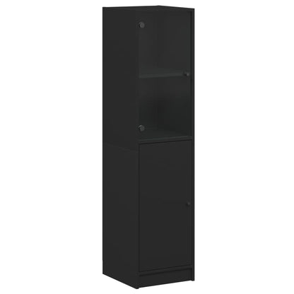 Credenza con Anta in Vetro Nera 35x37x142 cm