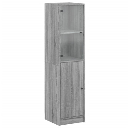Credenza con Anta in Vetro Grigio Sonoma 35x37x142 cm