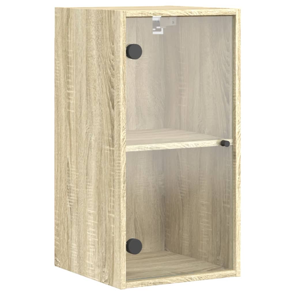 Mobile a Muro con Ante in Vetro Rovere Sonoma 35x37x68,5 cm