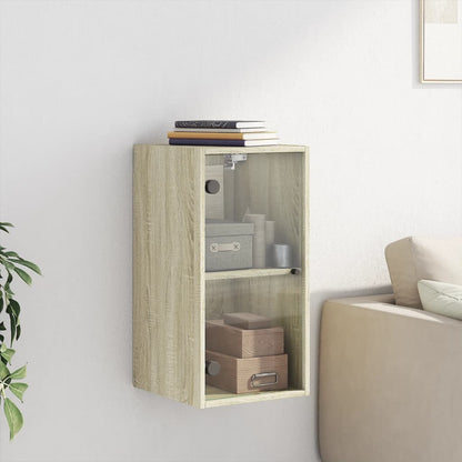 Mobile a Muro con Ante in Vetro Rovere Sonoma 35x37x68,5 cm