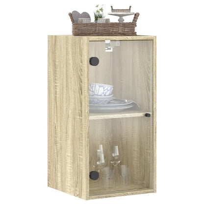 Mobile a Muro con Ante in Vetro Rovere Sonoma 35x37x68,5 cm
