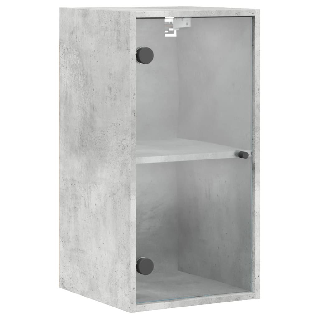 Mobile a Muro con Ante in Vetro Grigio Cemento 35x37x68,5 cm