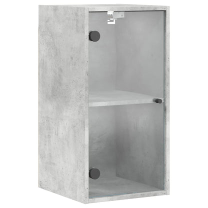 Mobile a Muro con Ante in Vetro Grigio Cemento 35x37x68,5 cm
