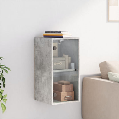 Mobile a Muro con Ante in Vetro Grigio Cemento 35x37x68,5 cm