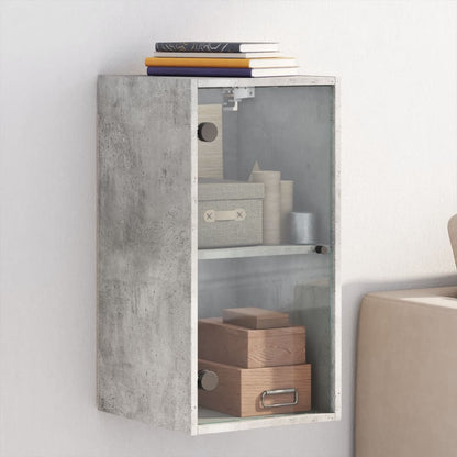 Mobile a Muro con Ante in Vetro Grigio Cemento 35x37x68,5 cm
