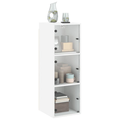 Mobile a Muro con Ante in Vetro Bianco 35x37x100 cm