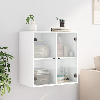 Mobile a Muro con Ante in Vetro Bianco 68x37x68,5 cm