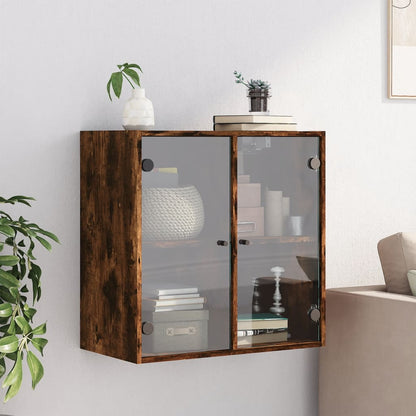 Mobile a Muro con Ante in Vetro Rovere Fumo 68x37x68,5 cm