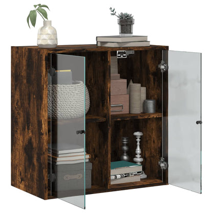 Mobile a Muro con Ante in Vetro Rovere Fumo 68x37x68,5 cm