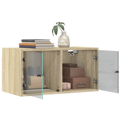 Mobili a Muro con Ante in Vetro 2pz Rovere Sonoma 68,5x37x35 cm