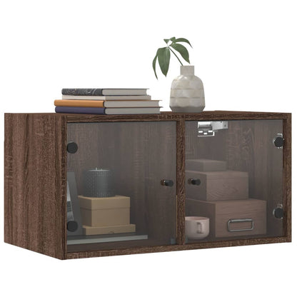 Mobile a Muro con Ante in Vetro Rovere Marrone 68,5x37x35 cm