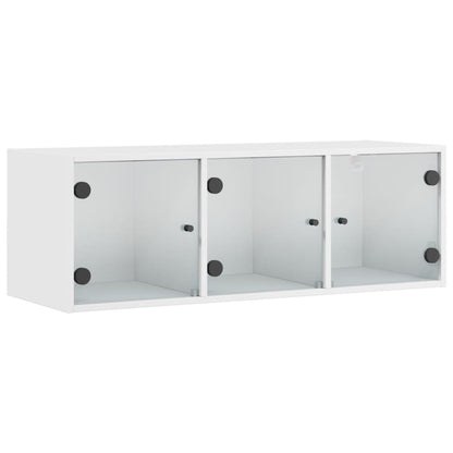 Mobile a Muro con Ante in Vetro Bianco 102x37x35 cm