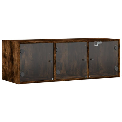 Mobile a Muro con Ante in Vetro Rovere Fumo 102x37x35 cm