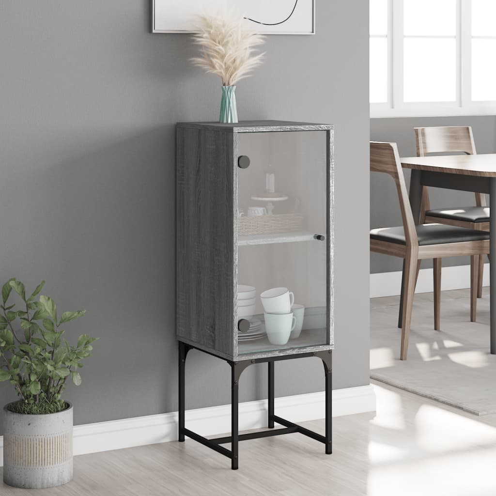 Mobile a Muro con Anta in Vetro Grigio Sonoma 35x37x100 cm