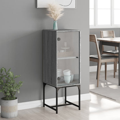Mobile a Muro con Anta in Vetro Grigio Sonoma 35x37x100 cm