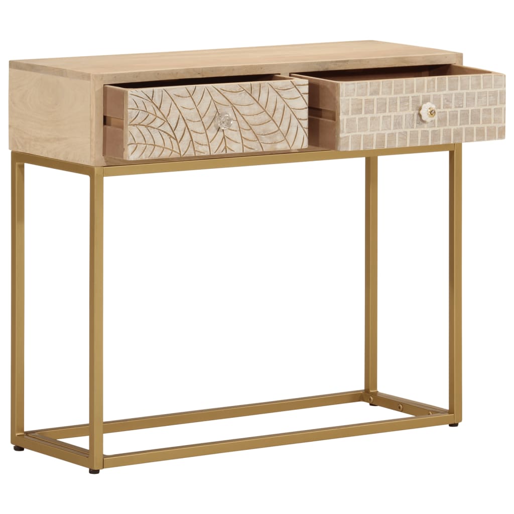 Tavolo Consolle 90x30x76 cm in Legno Massello di Mango e Ferro