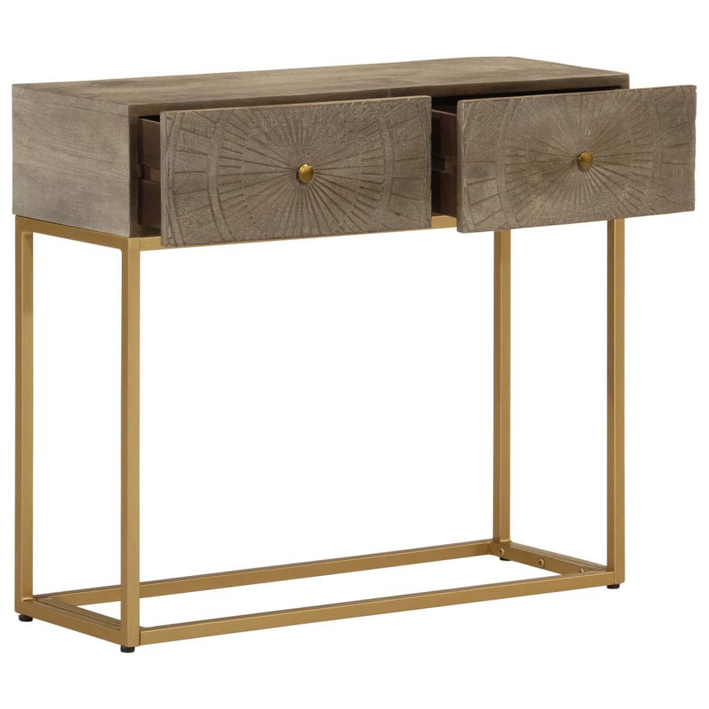 Tavolo Consolle 90x30x76 cm in Legno Massello di Mango e Ferro