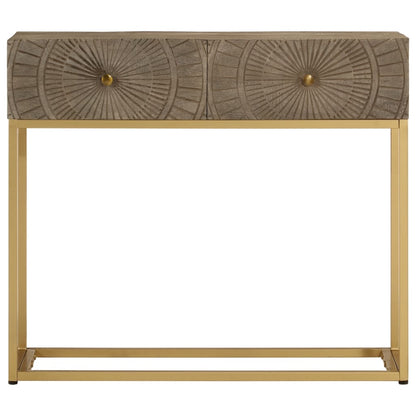 Tavolo Consolle 90x30x76 cm in Legno Massello di Mango e Ferro
