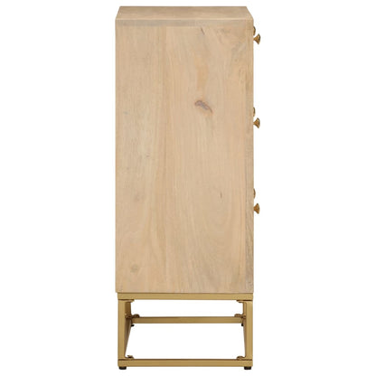 Cassettiera 55x30x76 cm in Legno Massello di Mango e Ferro