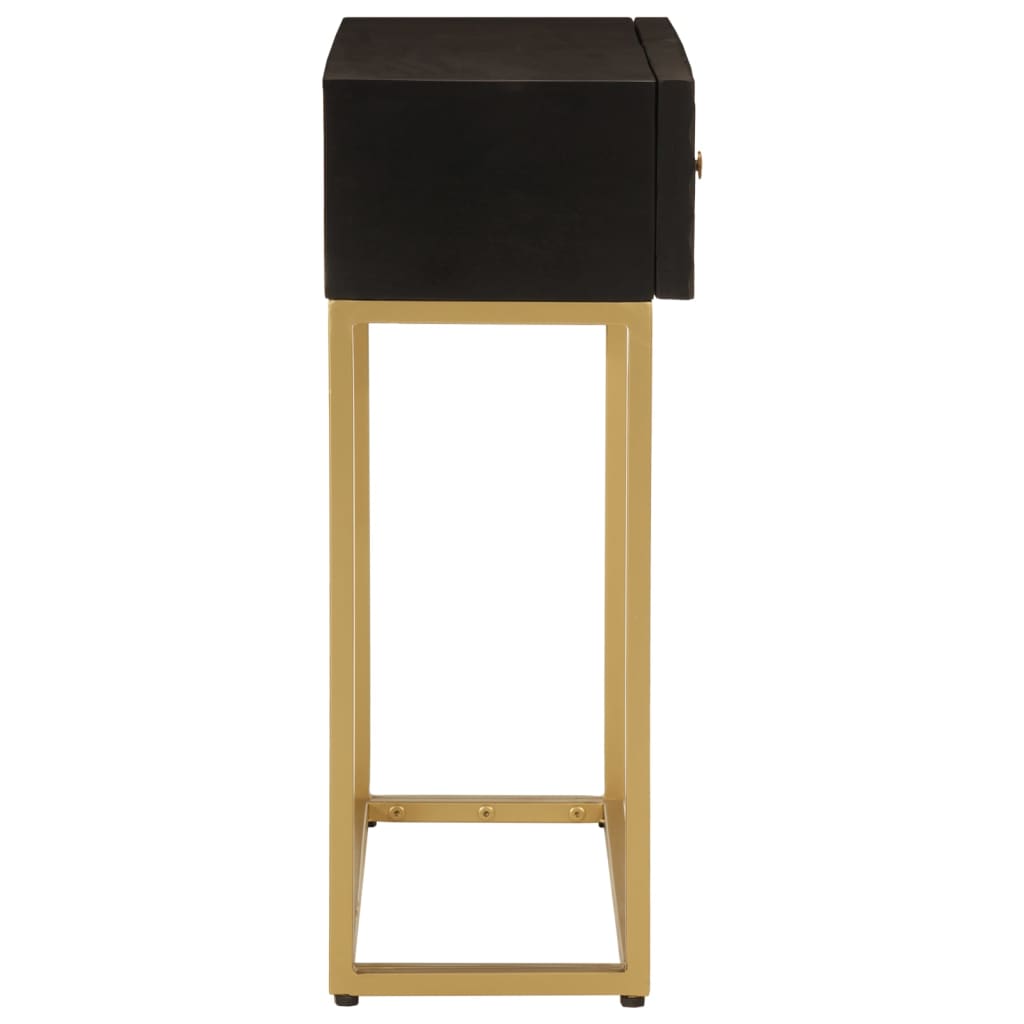 Tavolo Consolle Nero 90x30x76cm Legno Massello di Mango e Ferro