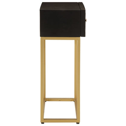 Tavolo Consolle Nero 90x30x76cm Legno Massello di Mango e Ferro