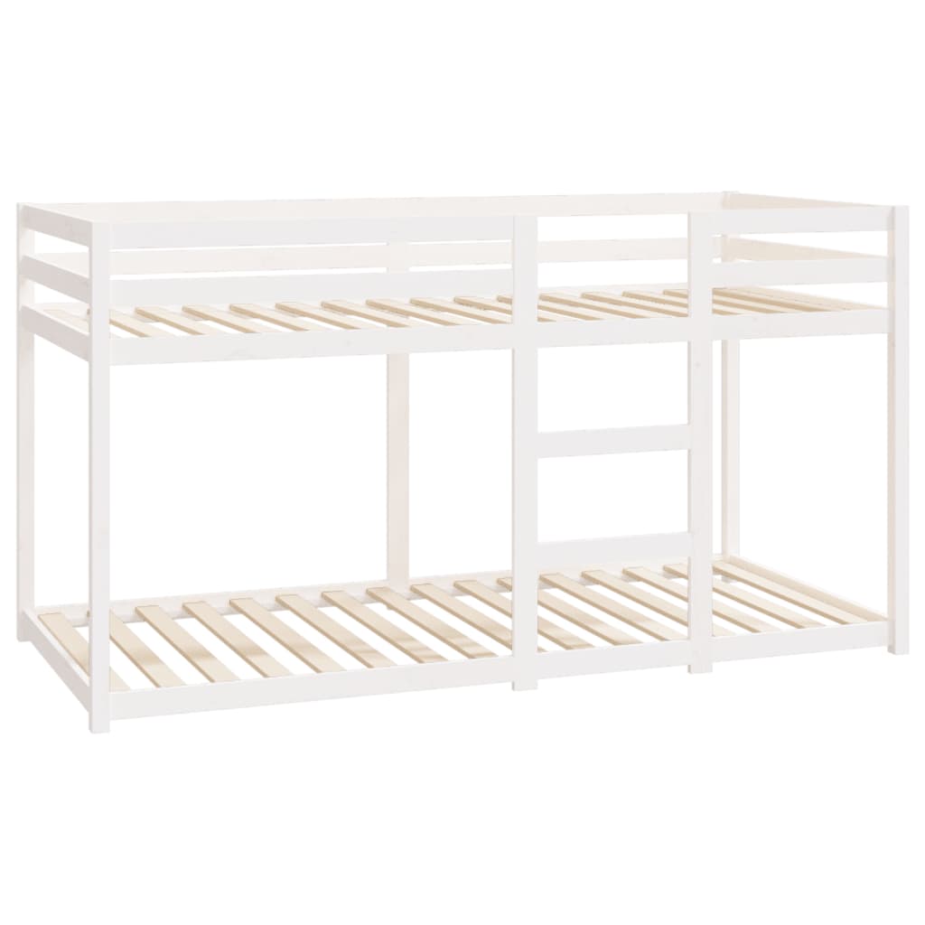 Letto a Castello Bianco 90x200 cm in Legno Massello di Pino