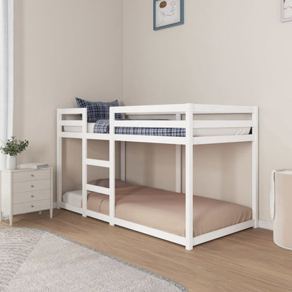 Letto a Castello senza Materasso Bianco 90x190cm Massello Pino