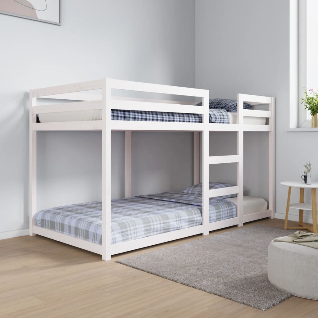 Letto a Castello senza Materasso Bianco 90x190cm Massello Pino