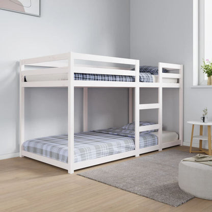 Letto a Castello senza Materasso Bianco 90x190cm Massello Pino
