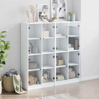 Libreria con Ante Bianca 136x37x142 cm in Legno Multistrato