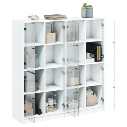 Libreria con Ante Bianca 136x37x142 cm in Legno Multistrato