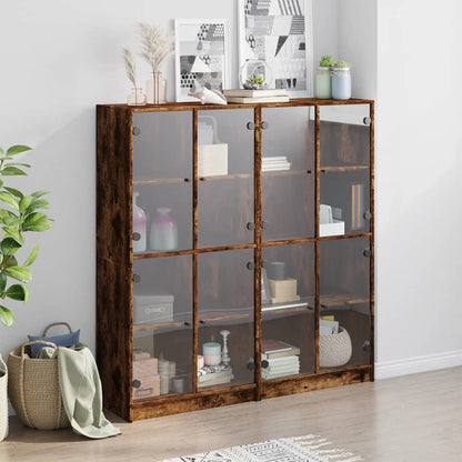 Libreria Ante Rovere Fumo 136x37x142 cm in Legno Multistrato